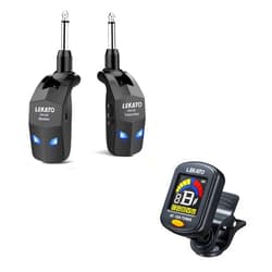 LEKATO 2.4Ghz Wireless Guitar System and Rechargeable Clip On Guitar Tuner