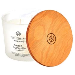 Chesapeake Bay Candle PT40234 Scented Candle, Peace + Tranquility (Cashmere Jasmine), Coffee Table ,11 oz , White, Home Décor