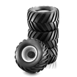 Chanmoo 1/10 RC Monster Truck Tires and Hard Plastic Wheels Rims 12mm Hex Rubber Buggy Off Road Tyres with Foam for 1:10 Scale Truck Car Traxxas VXL 2WD Hoss 4x4 HSP HPI Tamiya Kyosho 4PCS (White)