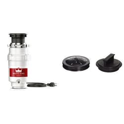 Waste King 1/3 HP Garbage Disposal with Power Cord, Compact Food Waste Disposer for Under Kitchen Sink, L-111 & 1025 Disposer EZ Mount Garbage Disposal Stopper and Splash Guard, Black