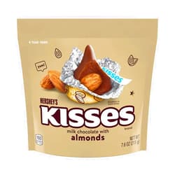 KLICKERS Hersheys kisses Milk Chocolate With Almonds Candy, Individually Wrapped, In Gold Foil Gluten Free, (7.6 oz) Bag