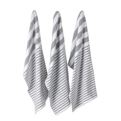 DII French Terry Collection Kitchen Dishtowel Set, 18x28, Mineral Gray Nautical Stripe, 3 Piece