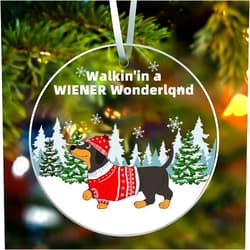 QETRABONE Christmas Tree Ornaments, Acrylic Funny Dog Christmas Ornaments, Cute Dog Christmas Hanging Ornaments Pendants, Black Dog Lovers Gift Idea for Christmas Decoration 2024, Dog Gifts for Dog Lovers (Dog)