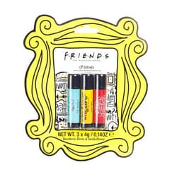 Paladone Friends TV Show Lip Balm Trio - Set of Three Flavoured Lip Balms, Strawberry, Vanilla, Cherry