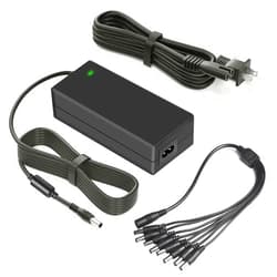 Mareisa for Security Camera Power Supply, 12V AC Adapter, 12V 5A Power Supply for Lorex, Samsung, Q-See, Night Owl, Swann, Annke Cameras and CCTV DVR Surveillance System, with 8-Way Splitter Cable