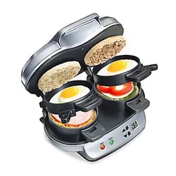 Hamilton Beach Dual Breakfast Sandwich Maker with Timer, Silver (25490A)