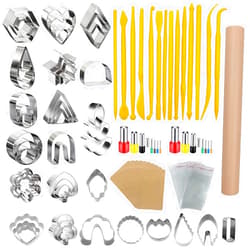 AIFUDA 100 Pcs Polymer Clay Cutters Set, 49 Shapes Clay Earring Cutters with 51 Earrings Accessories for Polymer Clay Earrings Jewelry Making