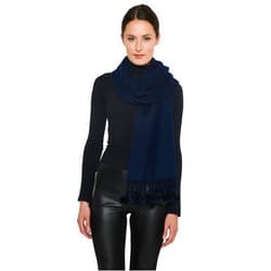Cashmere Pashmina Group Cashmere scarves/shawl with mink pom-pom balls from Cashmere Pashmina Group (Navy)