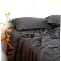 PANDATEX Charcoal Grey Linen-Textured Bed Sheets Set, Bamboo Rayon , Cotton , Linen Blend Bed Sheets King Size, Soft Cool & Breathable for Hot Sleepers,Durable Natural Organic Bed 15'' Deep Pocket - 4 Piece
