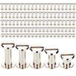 TecUnite 100 Pieces Silvery Chicago Screws Leather Assorted Kit 5 Sizes of Screw Rivets Binding Post Belt Screws for DIY Leather Craft and Bookbinding, 1/4, 3/8, 1/2, 9/16 and 11/16 Inches