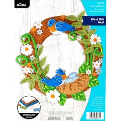 Bucilla Felt Applique Wreath Making Kit, Bless This Nest, Perfect for DIY Arts and Crafts, 89672E