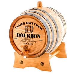 Sofia's Findings Personalized - Custom American White Oak Bourbon Aging Barrel - Oak Barrel Aged (3 Liters, Black Hoops)