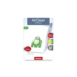 Miele Original AirClean 3D Efficiency U Vacuum Cleaner Bags for Miele Dynamic U1 and S7 Models, Filters More Than 99.9% of Dust, Pack of 4 – 10123230