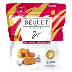 Béquet Caramel - Salted Butterscotch Gourmet Candy - Candy Individually Wrapped - Gourmet Sea Salt Candy - Made in Montana - Kosher (Star D) and Gluten Free - 24oz Resealable Pouch