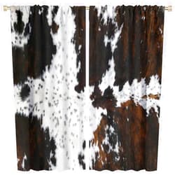 MYS QiQi Cow Print Curtains Wild Animal Skin Art Decor Window Drapes Black White Cortinas para Habitacion Modern Home Living Room Decorations 42x45in