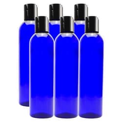 Cornucopia Brands Cornucopia 8oz Plastic Squeeze Bottles w/Disc Top Flip Cap (6-Pack, Blue); BPA-Free Containers For Shampoo, Lotions, Liquid Body Soap, Creams