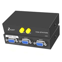 XMSJSIY VGA Switch Box 2 in 1 Out VGA Audio Video Switcher Splitter Dual Monitor 1080P 2 Port VGA Video Sharing Selector Adapter Support VGA, XVGA, SVGA, UXGA VGA Monitor Switch for PC, Projector, TV
