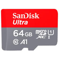 SanDisk 64GB Ultra microSDXC UHS-I Memory Card with Adapter - Up to 140MB/s, C10, U1, Full HD, A1, MicroSD Card - SDSQUAB-064G-GN6MA [New Version]