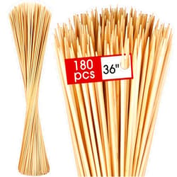 Patelai 180 Pcs Bamboo Marshmallow Roasting Sticks Thick Bamboo Skewers Disposable Barbecue Skewers Hot Dog Forks for Outdoor Fire Pits Campfire, Kebab Sausage(36 Inch)