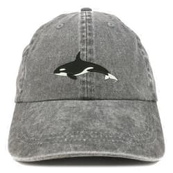 Trendy Apparel Shop Orca Killer Whale Embroidered Pigment Dyed 100% Cotton Cap