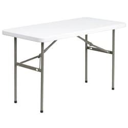Flash Furniture Elon 4' Rectangular All-Occasion Plastic Folding Event Table, Foldable Portable Banquet Table for Indoor/Outdoor Events, White