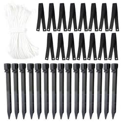 Aulock Tree Stake Kits for 5 Trees- 15pcs Black Tree Stakes and 15pcs Tree Straps with 131.2 Ft Strong Rope, Young Trees Anchoring Kits for Sapling Straight Healthy Growth Outdoor Garden Yard Plant Fix