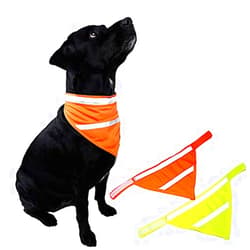 NACOCO 2 Pack Dog Reflective Bandana Pet Triangle Towel Fluorescent Cat Scarf Yellow Orange Polyester Soft Hook & Loop Adjustable Layer Protection (S)