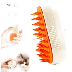 LorSou Cat Grooming Brush, 3 in 1 Cat Steamy Brush, Electric Cat Steam Brush with Self Cleaning Function, Silicone Massage, Clean and Removing Loose Hair for Cats and Other Pets