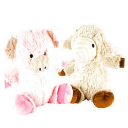 Giftable World 7 Inch Plush Pet Toy Cuddle Pig & Lamb with Squeaker Dog Chew Toy