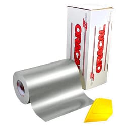 VViViD ORACAL 651 Multi-Colored Vinyl Solvent-Based Adhesive-Backed Calendared Wrap Decals w/Yellow Multi-Purpose Squeegee (12x 5ft, Silver Grey)
