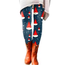 Generic Christmas Leggings for Women Ugly Santa Lined Printed Pants 2024 High Waisted Yoga Elastic Pants Warm Tights Capri