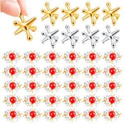 Libima 30 Sets Metal Jacks Game with Ball Bulk Include 300 Pcs Gold and Silver Jacks and 30 Pcs Red Rubber Balls Classic Jax Game Toys Gifts for Teens Adult Game Prizes Christmas