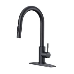 FORIOUS Black Kitchen Faucets, Kitchen Faucet with Pull Down Sprayer Matte Black, Modern Kitchen Sink Faucet Stainless Steel, High Arc Gooseneck Faucet for Kitchen Sink, Bar, Farmhouse, Laundry