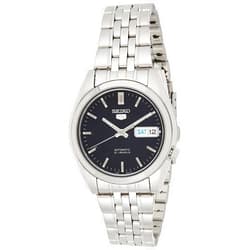 SEIKO SNK357 Automatic Watch for Men 5-7S Collection - Striking Black Dial with Day/Date Calendar, Luminous Hands, Stainless Steel Case & Bracelet
