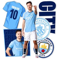 Desert Cactus Manchester City Stickers Man City MCFC Sheet Vinyl Football Soccer Premier League Decal Laptop Water Bottle Car Scrapbook (Type P2 Jack Grealish)