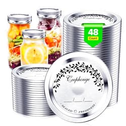 Ceephouge 48 Pcs, Regular Mouth Canning Lids for Ball Kerr Jars Split-Type Thick Metal Mason Jar Lids for Canning, Food Grade Material Airtight & Leak Proof for Regular Mouth Jars