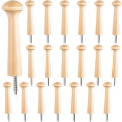 Jetec 20 Pieces Wooden Shaker Peg Screw-on Pegs 3.62 Inch Long Unfinished Wood Shaker Racks for Hanging Clothes Hats Towel and More DIY Paint Color (Wood Color)
