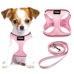 YIMEIS Dog Harness and Leash Set, No Pull Soft Mesh Pet Harness, Reflective Adjustable Puppy Vest for Small Medium Large Dogs, Cats (Pink, X-Small (Pack of 1)