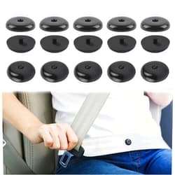 Kutyun 10 Sets Universal Fit Seatbelt Stopper Kit, Snap-on Seat Belt Button Stop, Car Accessories Plastic No Welding Required Seat Belt Buckle Button Prevent Seatbelt Clip from Sliding Down (Black)