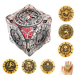 FLUEFOWL DND Spinner Dice, Metal Dice Set with 3D Relief for Dungeons and Dragons Gifts, Polyhedral Roleplaying Game Dice, Fantasy D&D Tabletop RPG Accessories for DM & Player (Bloodstains)