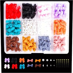 Tototoo 770PCS 3D Colorful Bow Nail Charms and Gems Flatback Pearls Nail Bows Charm Cute Nail Jewels Nail Pearls for Nail Art Jewel Stones DIY Decoration Art Rhinestones (Set 2)