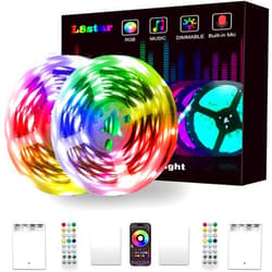L8star Battery Powered Led Strip Lights, 2x16.4Ft (32.8Ft),Two Sets of Strip Light with 4 AA Battery Box/USB RGB LED Lights, Remote and APP Control