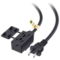 Cable Matters [UL Listed] Cable Matters 16 AWG 2 Prong Extra Long Extension Cord 25 ft, 13A 3-Outlet Extension Cords with Tamper Guard, 13 Amp, 1625 Watts, Black