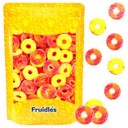 Fruidles Peach Gummi Rings Candy, Assorted Fruit Flavors Gummies, Allergy Friendly, Non-GMO, No Artificial Sweeteners Gummy (1 Pound)