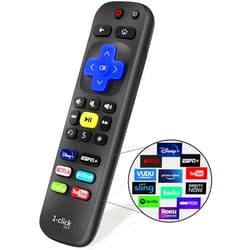 1-clicktech Remote for Roku TVs and Roku Players Express Premiere Ultra [2-in-1 w/TV Power+Volume] [NOT for ROKU Stick]