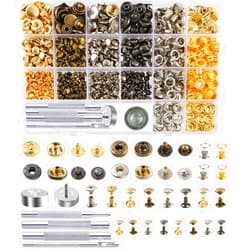 Caydo 400 Set 4 Style Snap Fasteners Kit Including Leather Rivets, Eyelets, Grommets, Binding Screws, Snap Buttons Press Studs kit with Fixing Tools for Thin Leather, Jacket, Jeans Wear