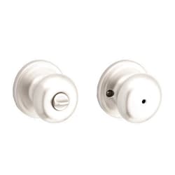 Kwikset Juno Interior Privacy Door Knob with Lock, Door Handle For Bathroom and Bedroom, Satin Nickel Keyless Turn Lock Doorknob, with Microban Protection