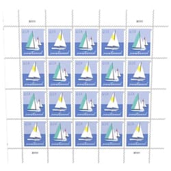 United States Postal Service Sailboats Postcard Rate USPS Postage Stamp 1 Sheet of 20 US Postal Forever First Class Outdoor Ocean Lake Summer Sea Boat Water Party Wedding Celebration Anniversary (20 Stamps)