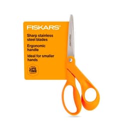 Fiskars Petite Original Orange-Handled Scissors, Crafting and Sewing Stainless Steel Scissors for Smaller Hands, Ergonomic Handle, Paper and Fabric Supplies for Office, Arts, and Crafts