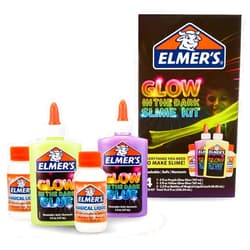 Elmer's Glow-in-the-Dark Slime Kit (2062242), Yellow + Purple Glow, 4 Piece Kit